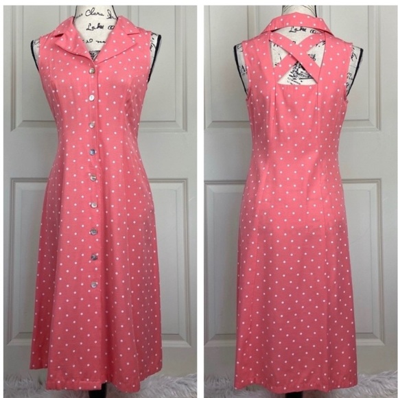 Sheri Martin Dresses & Skirts - Sheri Martin Vintage Polka Dot Shirt Maxi Dress